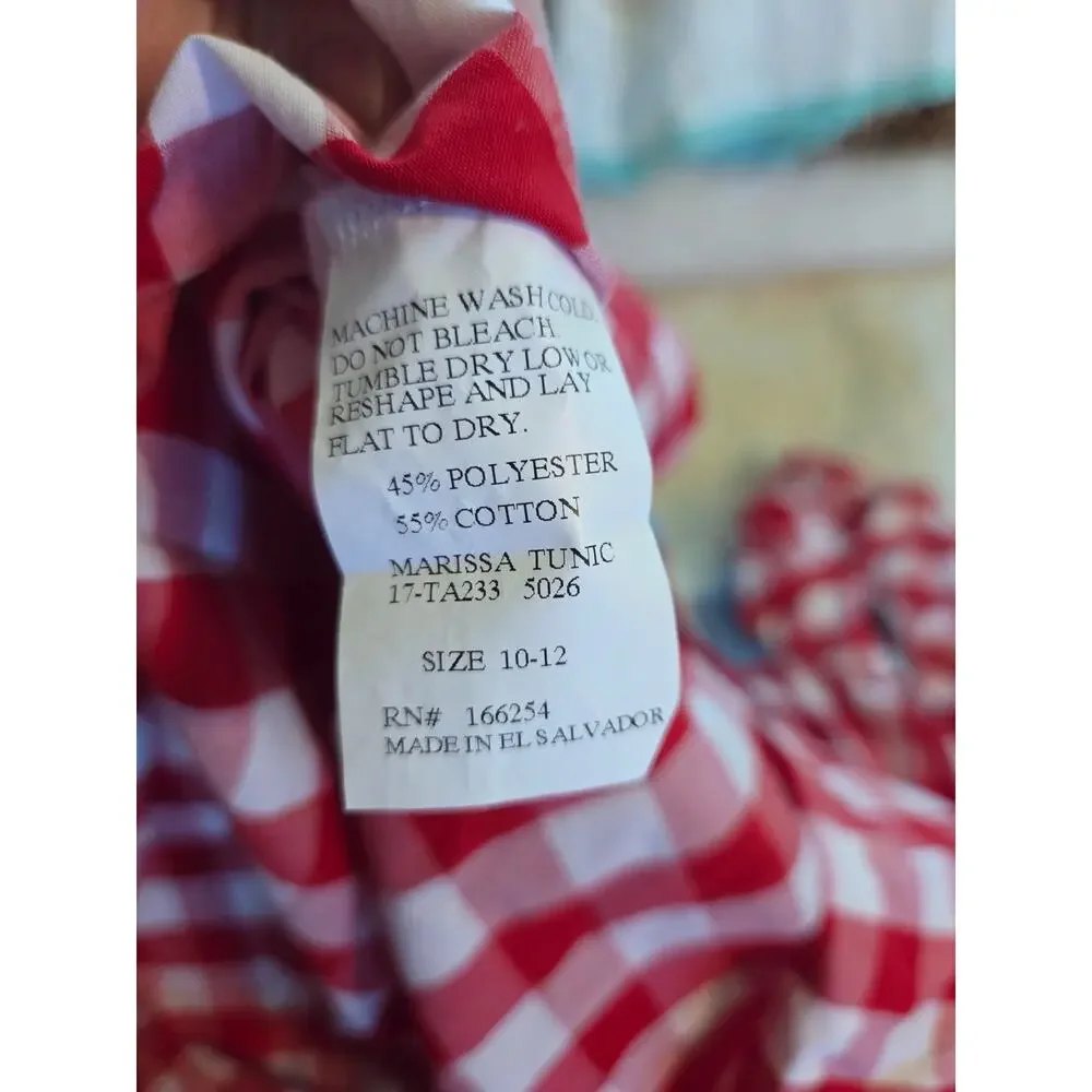 Tabitha Twinkle 10-12 Red Gingham Flutter Sleeve Short Tunic Dress